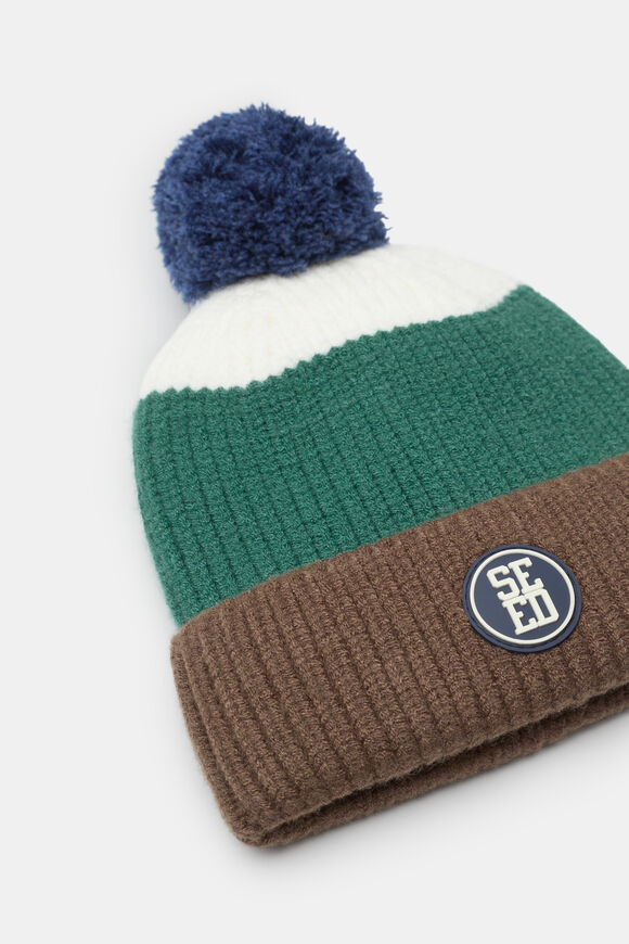 Mini Rib Colourblock Beanie  Jungle Green  hi-res