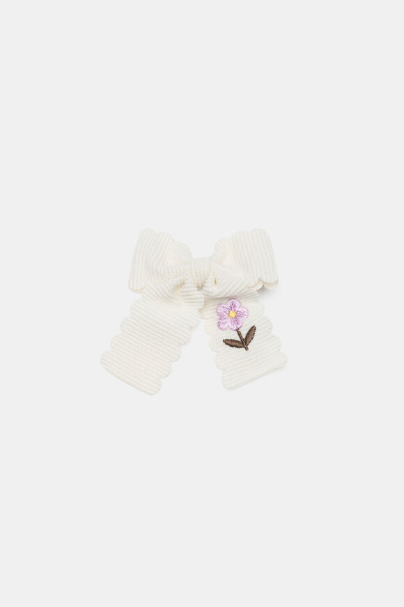 Cord Flower Bow Duck Clip  Classic Cream  hi-res