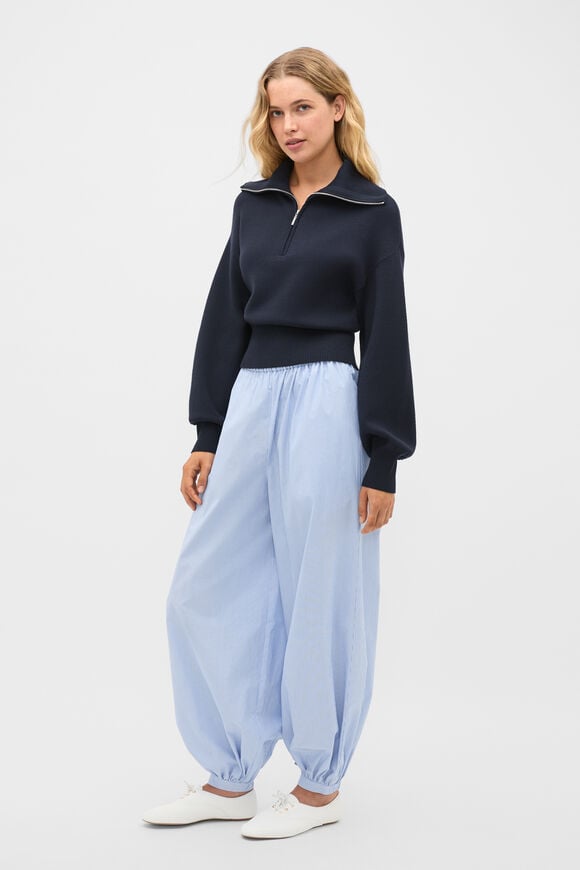 Double Knit Crop Zip Through  Twilight Blue  hi-res