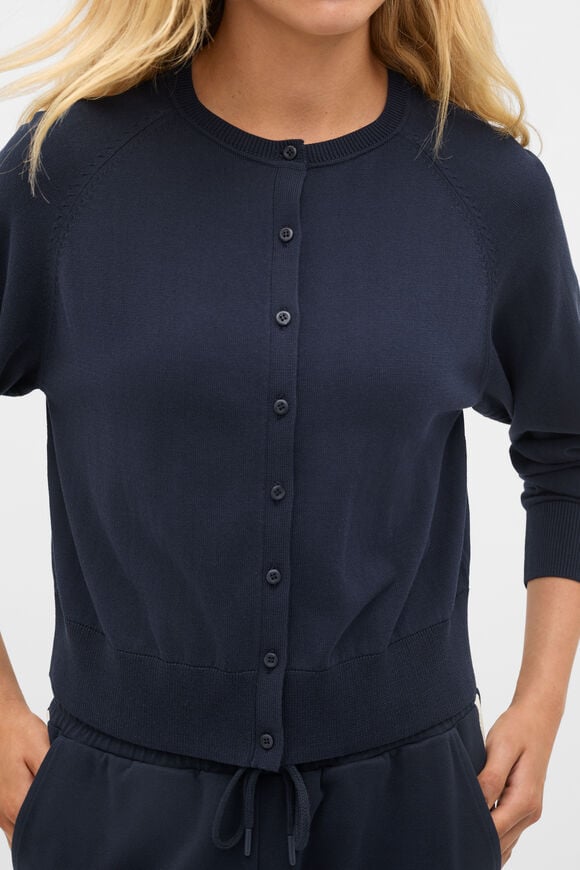 Cotton Blend Raglan Cardigan  Twilight Blue  hi-res