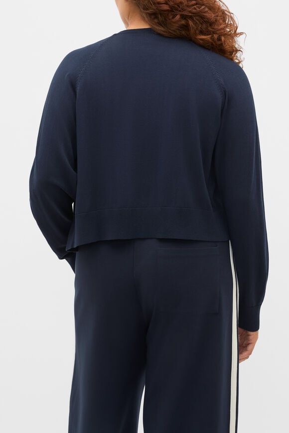 Cotton Blend Raglan Cardigan  Twilight Blue  hi-res