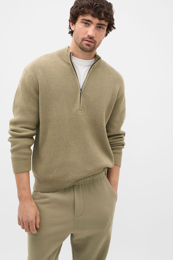 1/4 Zip Knit  Putty  hi-res