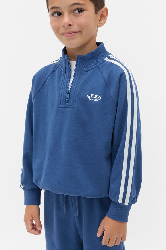 Quarter Zip Logo Sweat  Washed Navy  hi-res