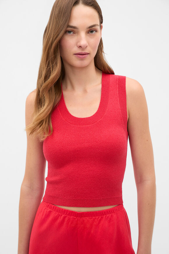 Boucle Knit Tank  Chilli Red  hi-res