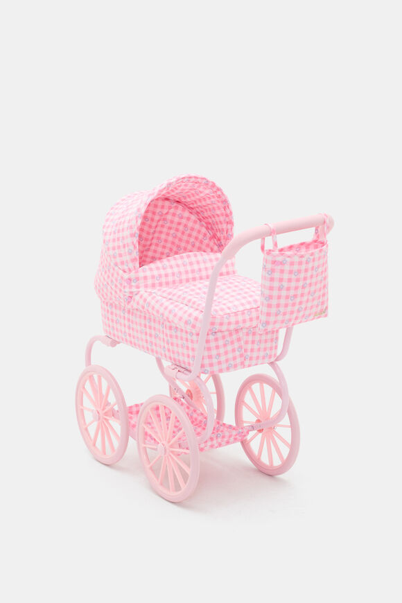 Gingham Junior Vintage Doll Pram  Multi  hi-res