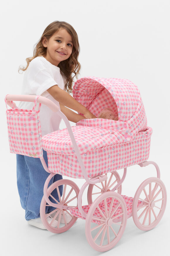 Gingham Junior Vintage Doll Pram  Multi  hi-res