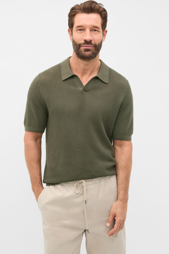 Basket Stitch Polo  Burnt Olive  hi-res