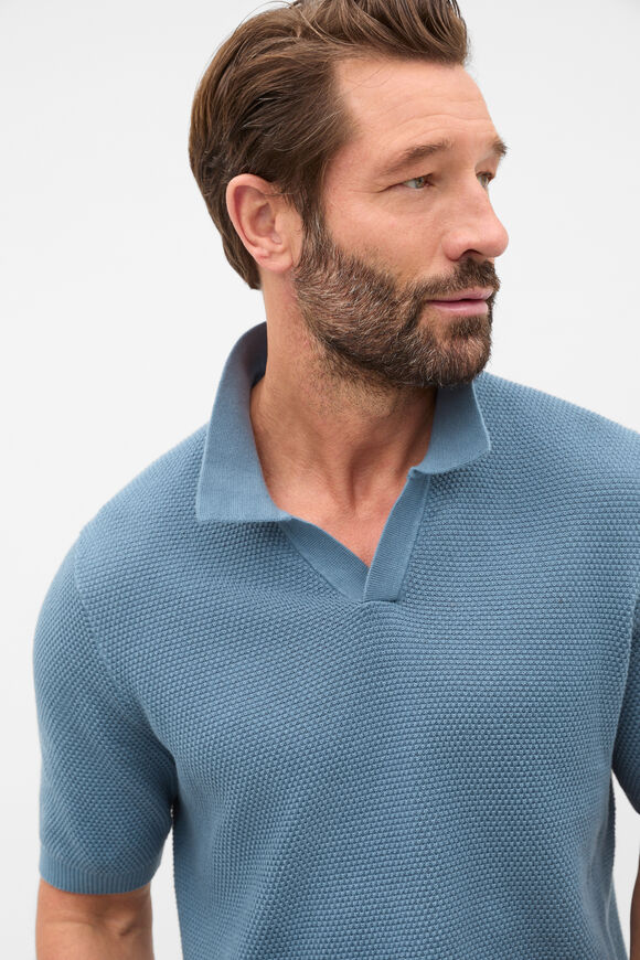 Basket Stitch Polo  Ocean Blue  hi-res
