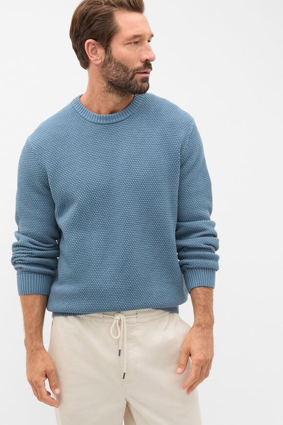 Basket Stitch Crew  Ocean Blue  hi-res