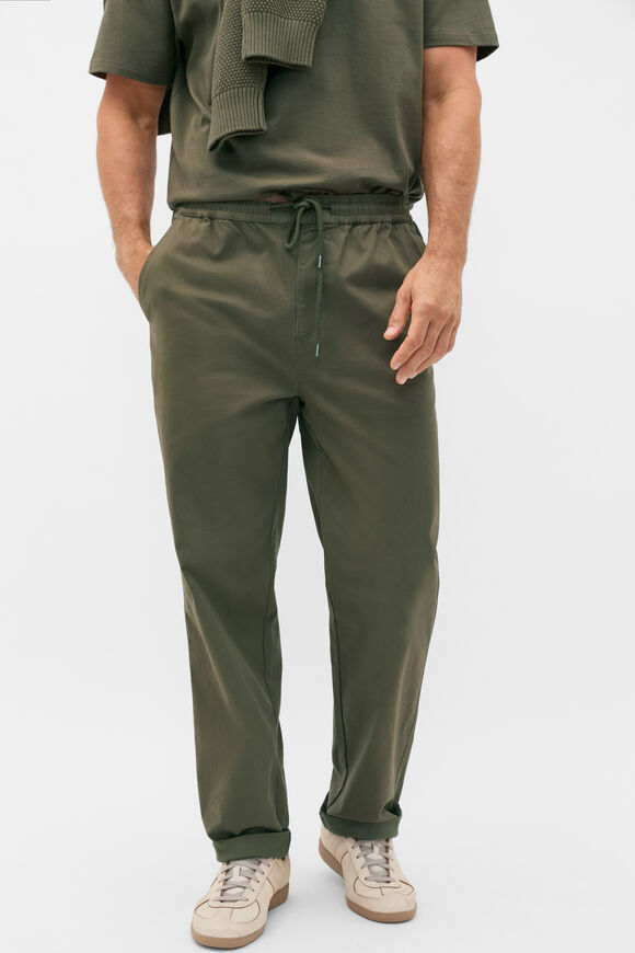 Drawstring Twill Pant  Burnt Olive  hi-res