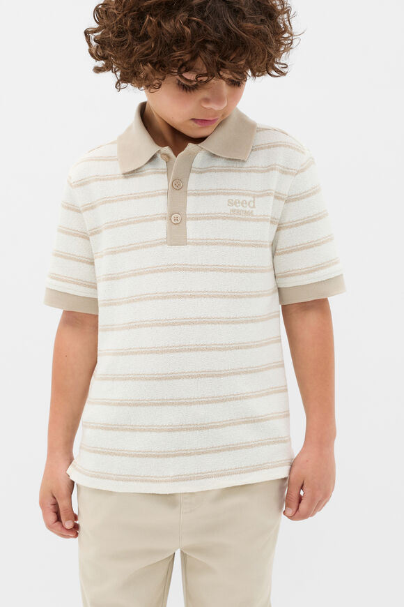 Core Boucle Knit Polo  Cool Stone  hi-res