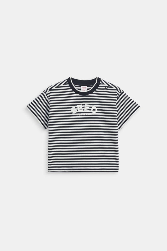 Core Stripe Logo Tee  Midnight Blue Stripe  hi-res