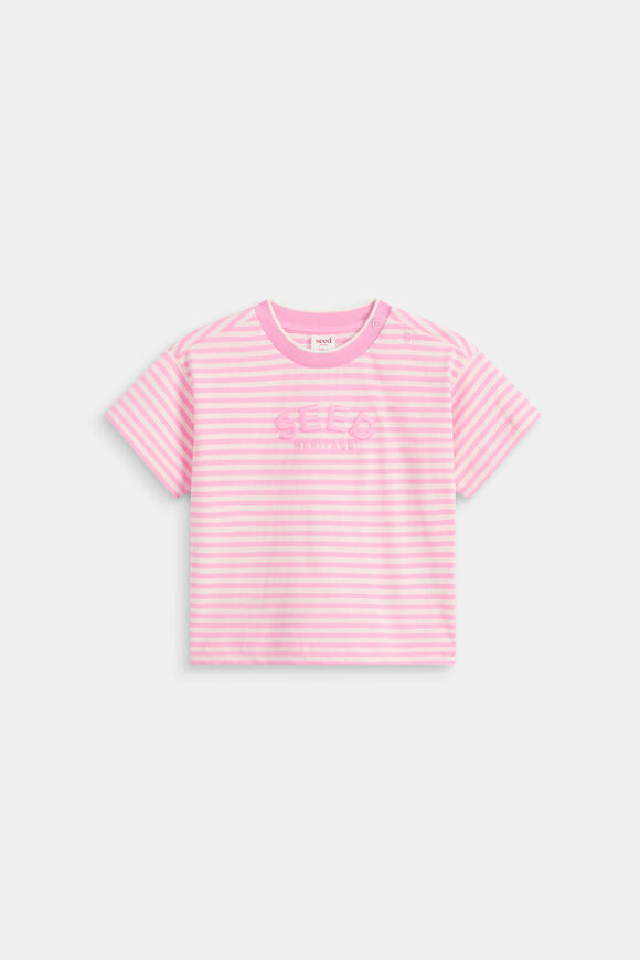 Core Stripe Logo Tee  Candy Pink  hi-res
