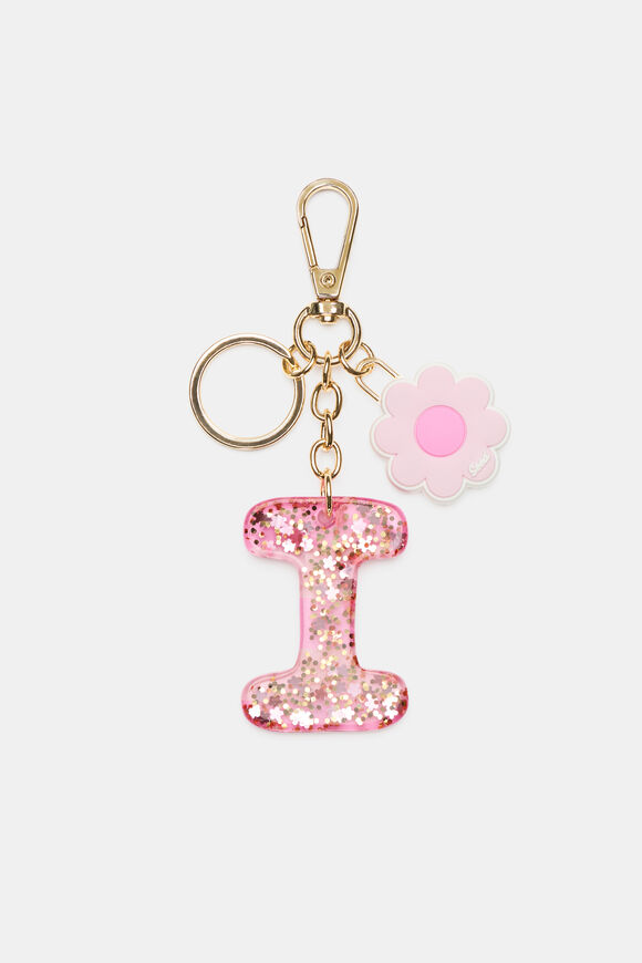 Pink Stripe Initial Keyring  I  hi-res