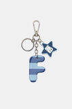 Blue Stripe Initial Keyring  F  hi-res
