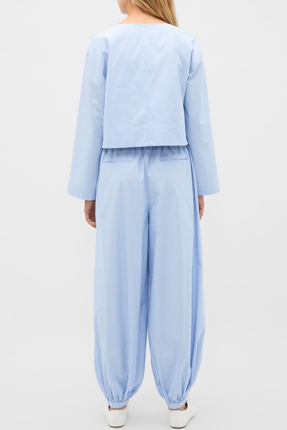 Poplin Stripe Cropped Blouse  Blue Haven Stripe  hi-res