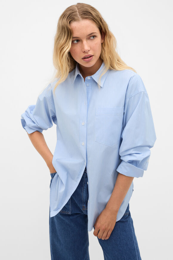 Poplin Stripe Shirt  Blue Haven Stripe  hi-res