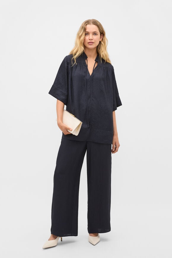 Textured Satin Blouse  Twilight Blue  hi-res