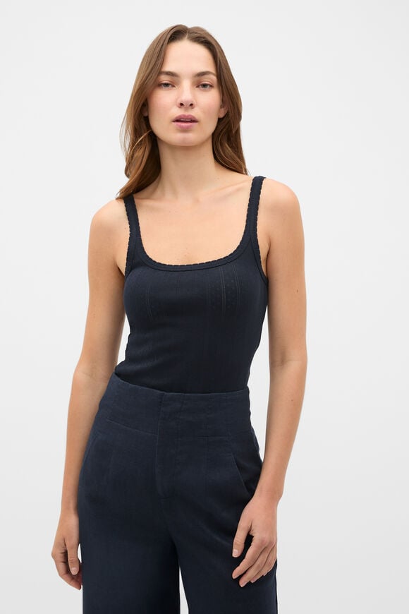 Pointelle Easy Tank  Twilight Blue  hi-res