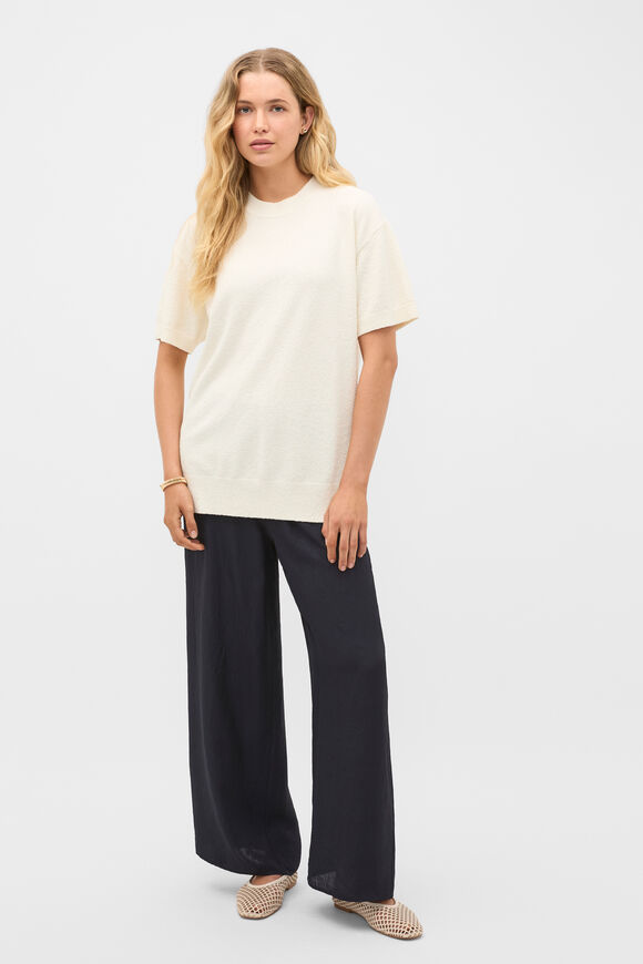 Boucle Oversized Knit Tee  Coconut Cream  hi-res