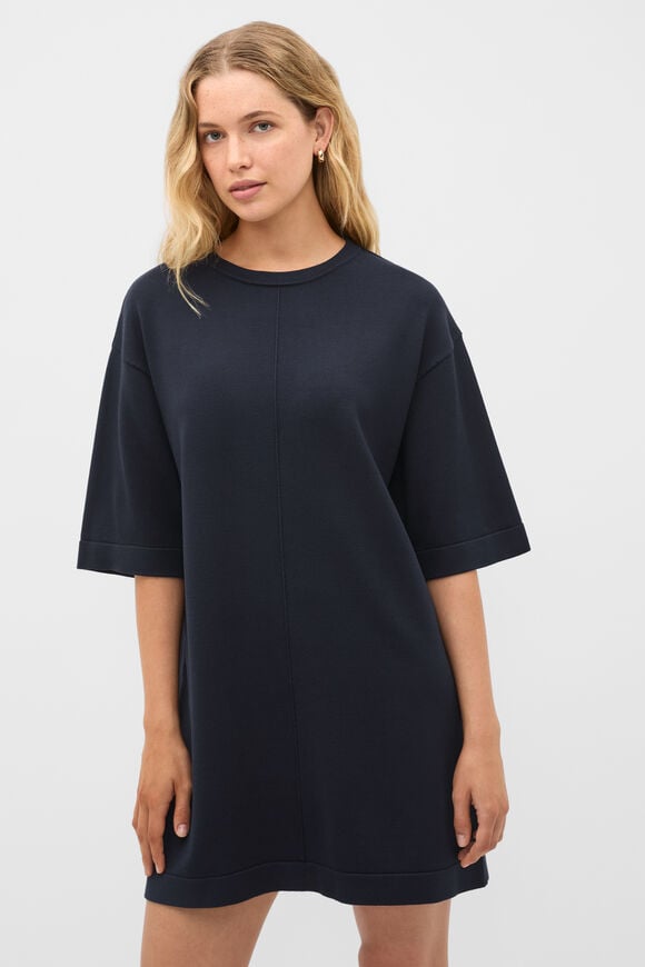 Knitted Relaxed Tee Dress  Twilight Blue  hi-res