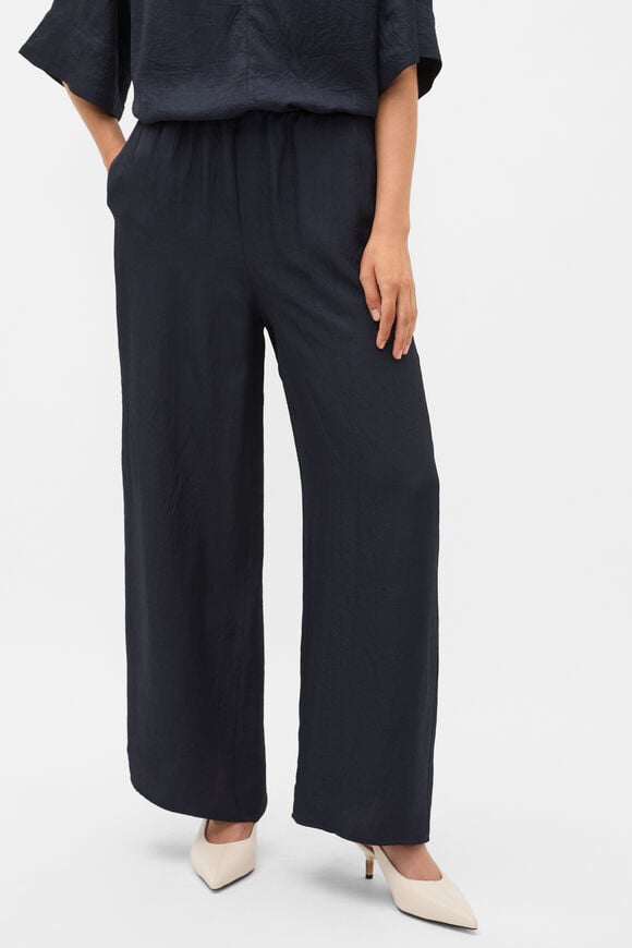 Textured Satin Easy Wide Leg Pant  Twilight Blue  hi-res