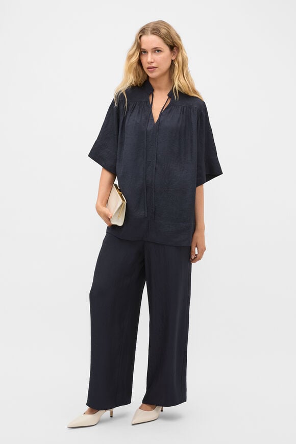 Textured Satin Easy Wide Leg Pant  Twilight Blue  hi-res