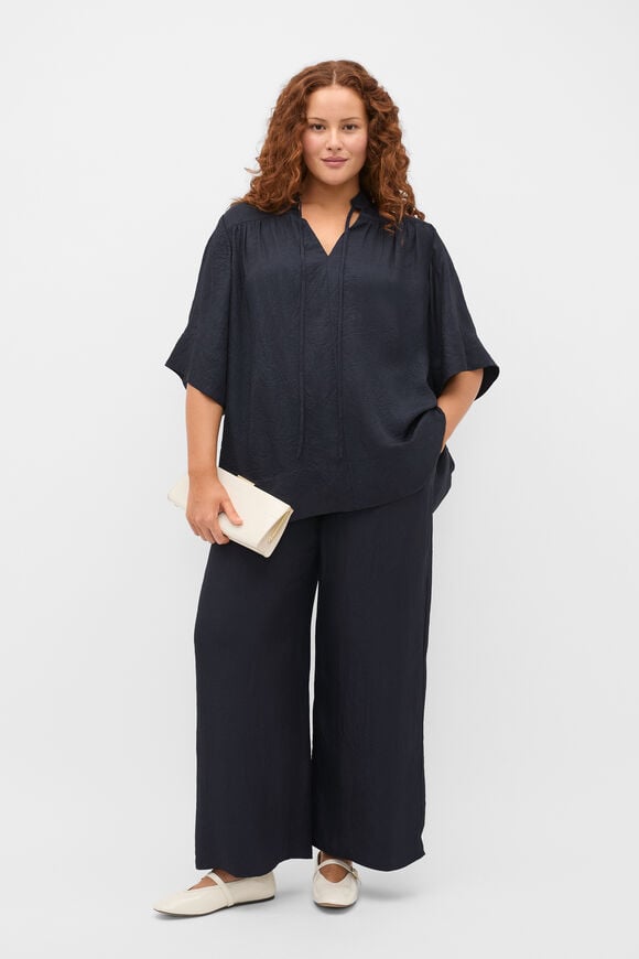 Textured Satin Easy Wide Leg Pant  Twilight Blue  hi-res