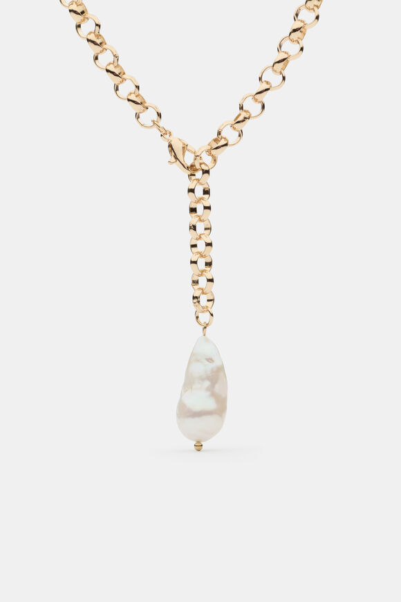 Pearl Drop Pendant Necklace  Gold  hi-res