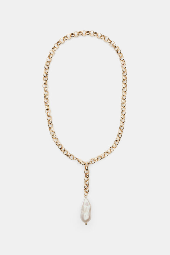 Pearl Drop Pendant Necklace  Gold  hi-res