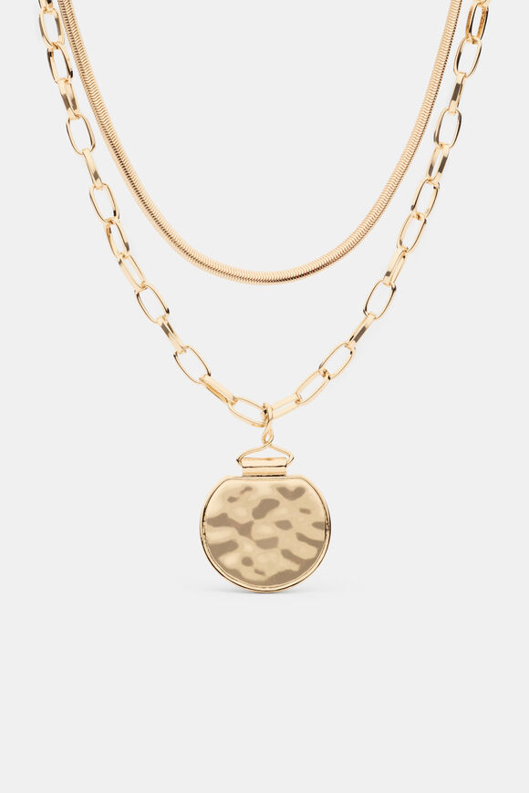 Layered Molten Pendant Necklace  Gold  hi-res