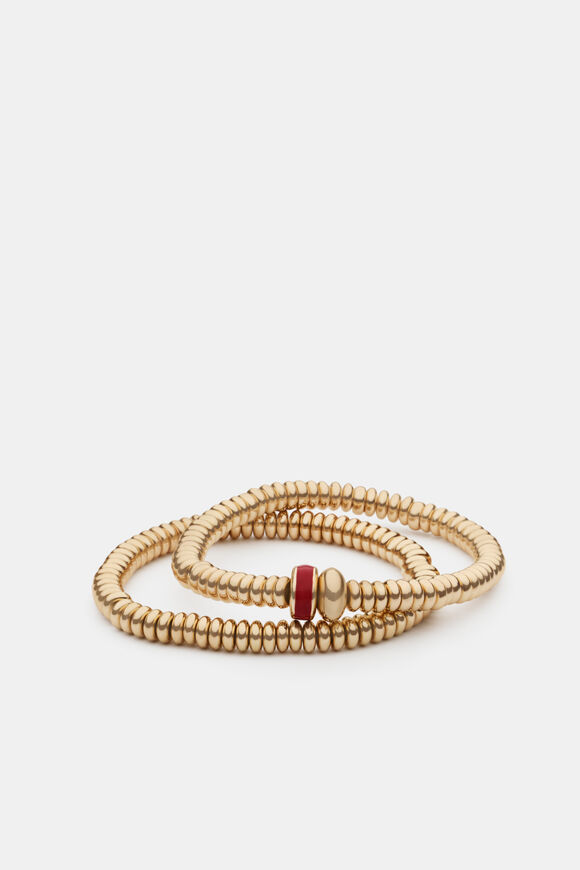 Enamel Bead Bracelet Set  Chilli Red  hi-res