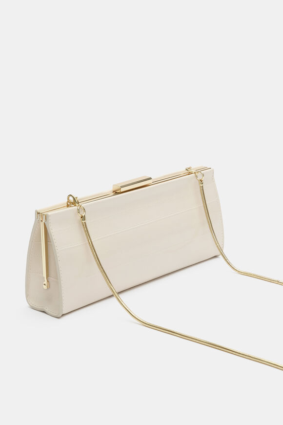 Leather Box Clutch  Stone  hi-res