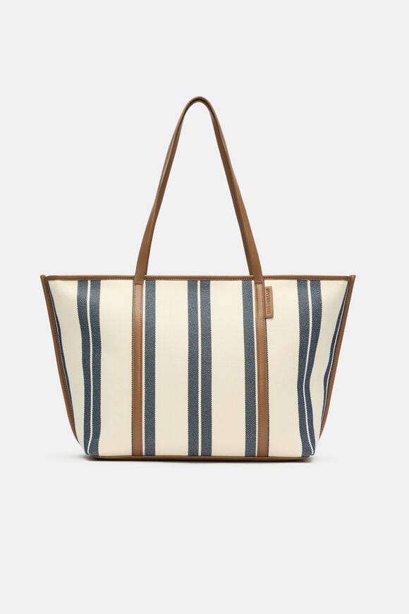 Trim Detail Stripe Tote  Twilight Blue  hi-res