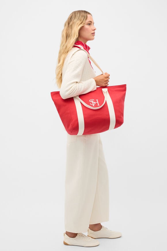 Canvas Weekend Tote  Chilli Red  hi-res