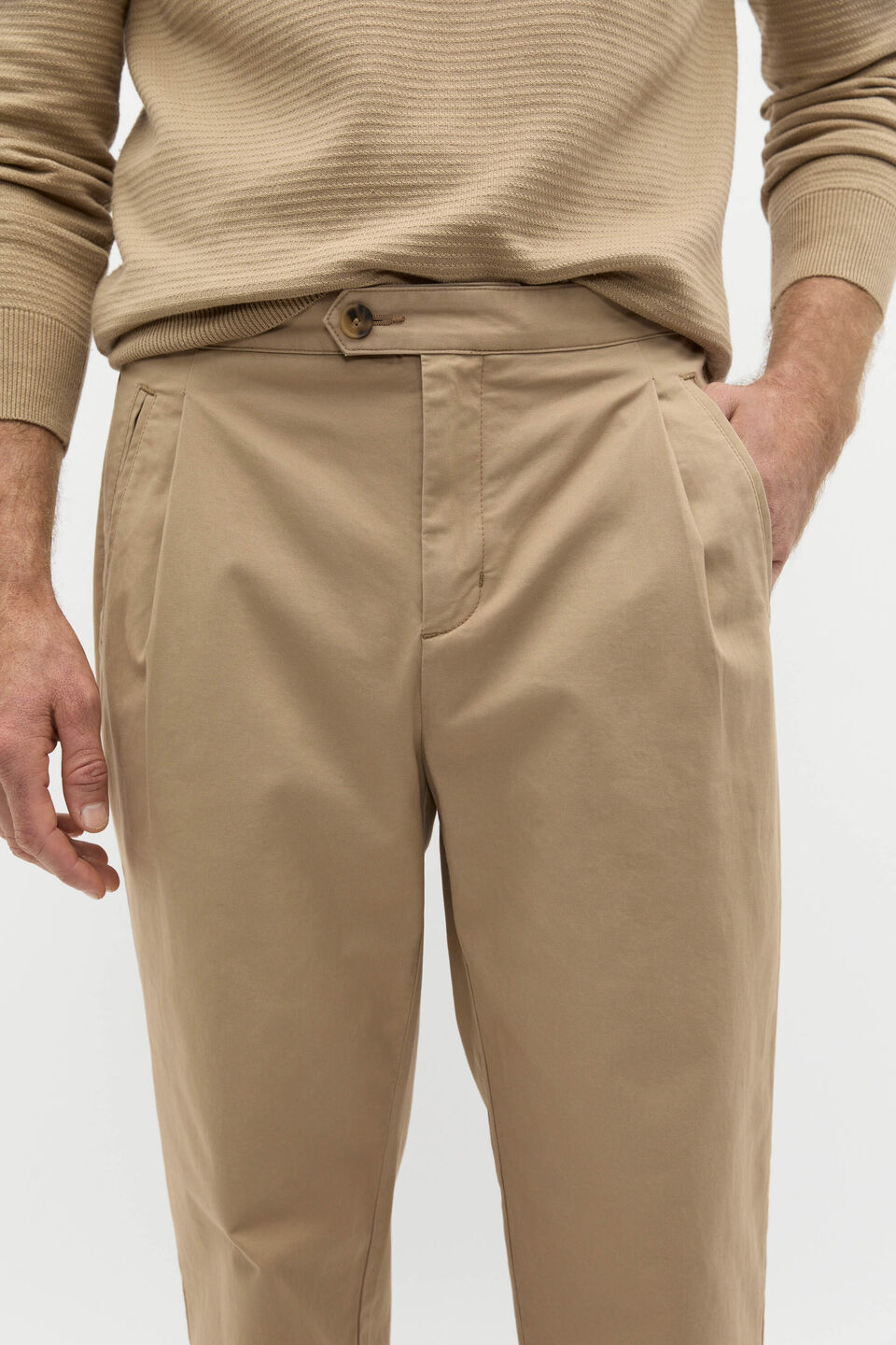 Side Tab Trouser  Biscotti