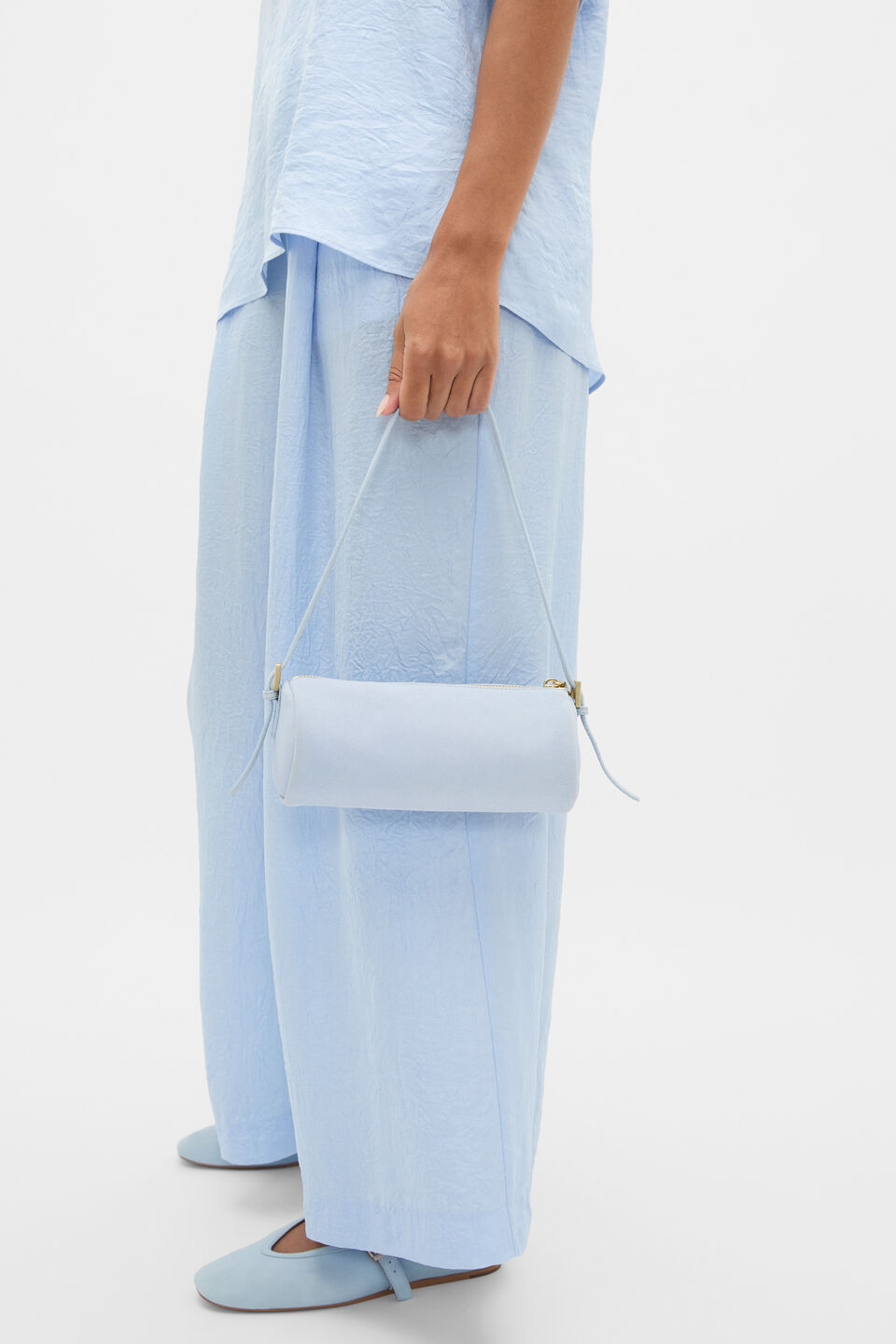 Suede Pouch Shoulder Bag  Arctic Blue