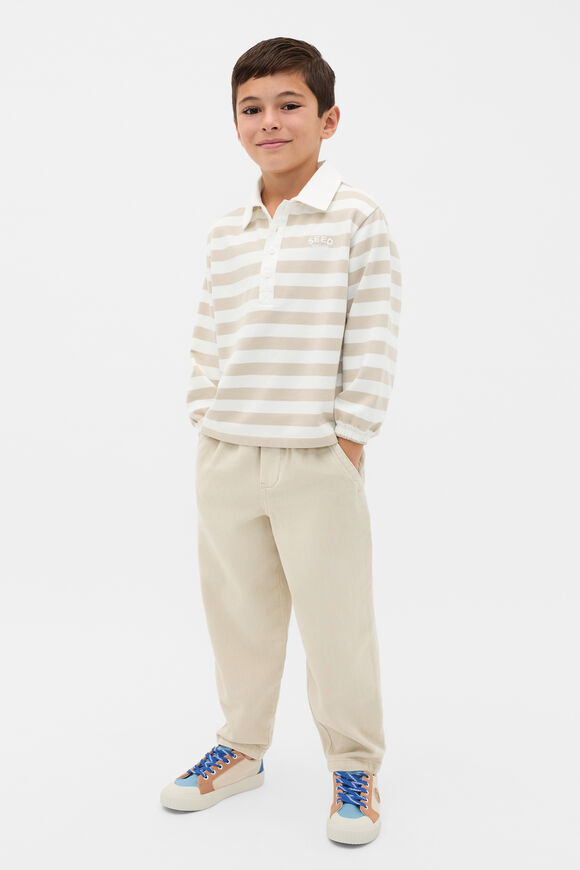 Stripe Collar Logo Sweat  Cool Stone  hi-res