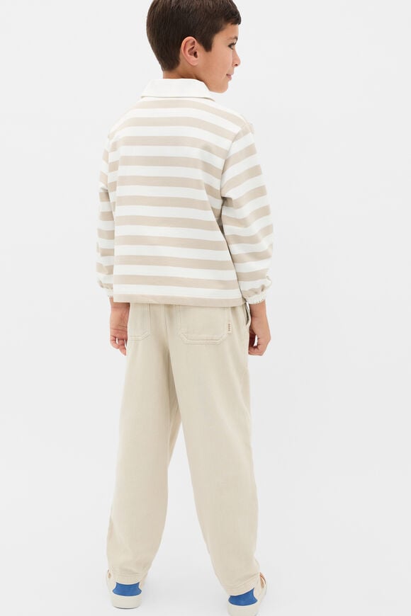 Stripe Collar Logo Sweat  Cool Stone  hi-res