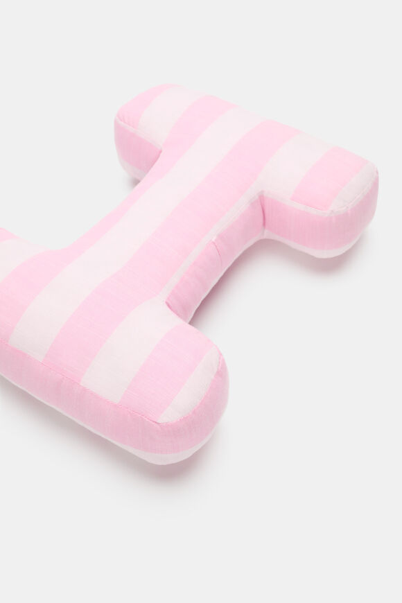 Pink Stripe Initial Cushion  I  hi-res