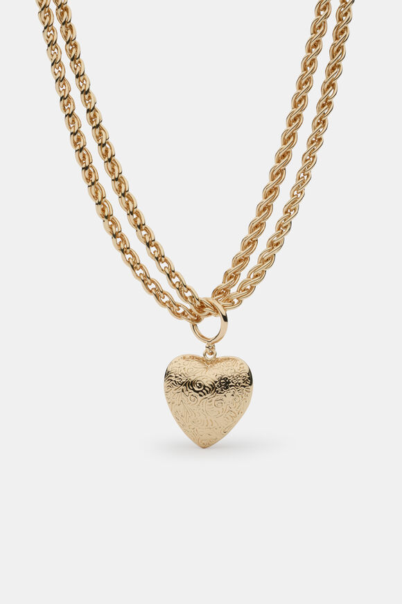 Vintage Heart Necklace  Gold  hi-res