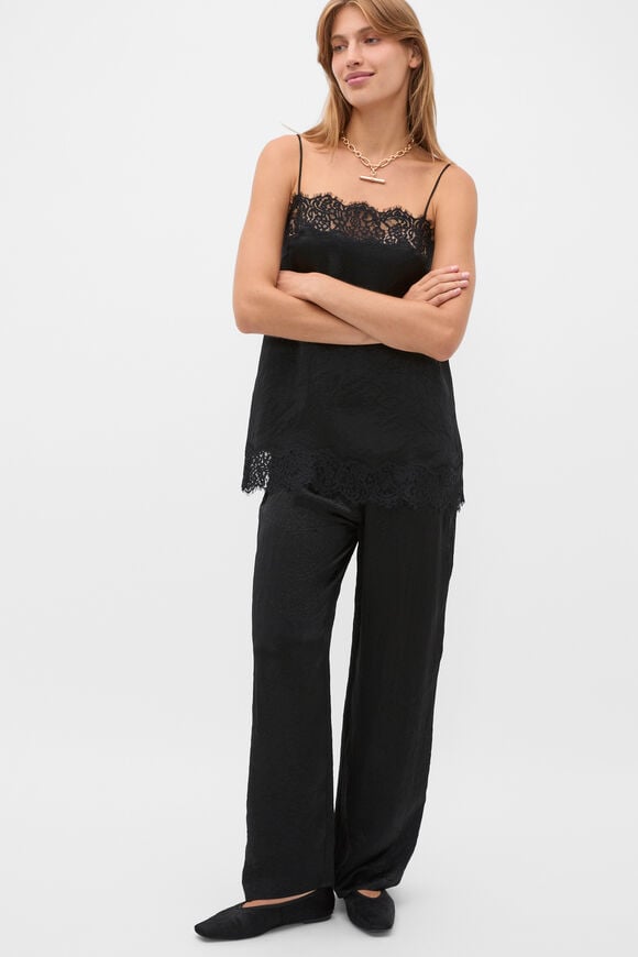 Crinkled Satin Pant  Black  hi-res