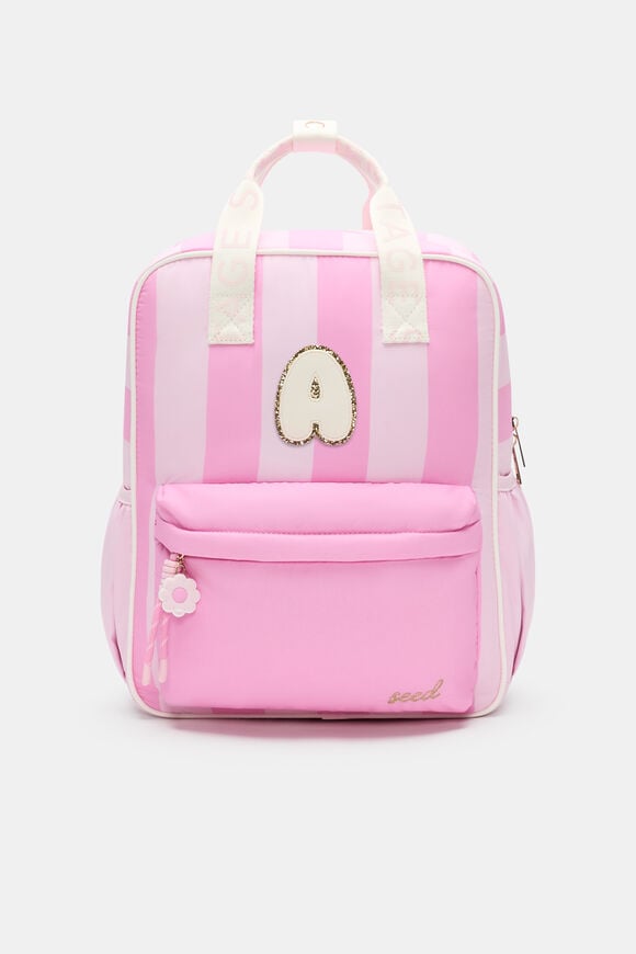 Pink Stripe Initial Backpack  A  hi-res