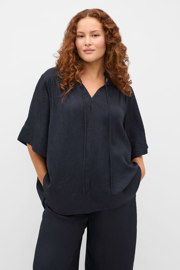 Textured Satin Blouse  Twilight Blue  hi-res