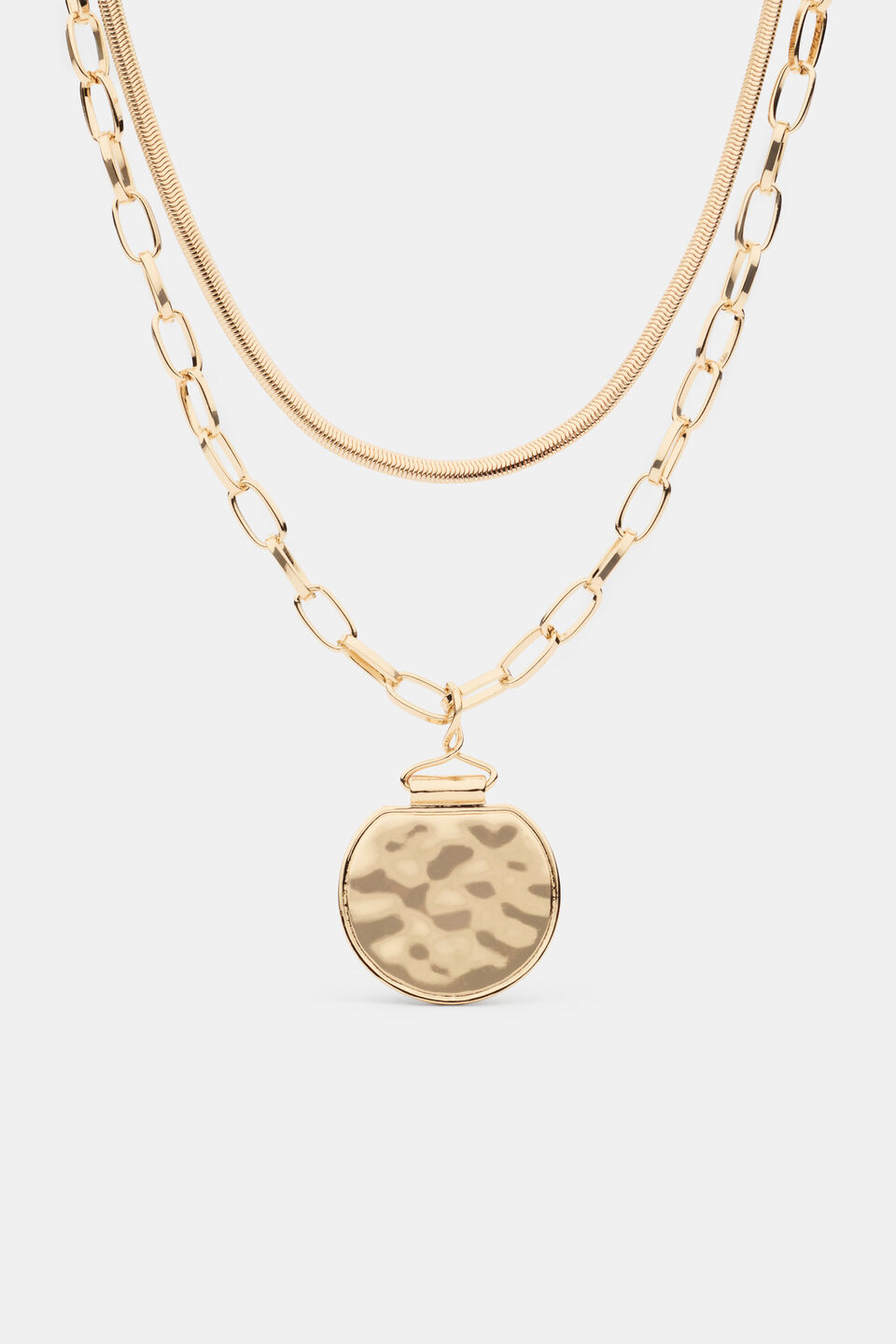 Layered Molten Pendant Necklace  Gold