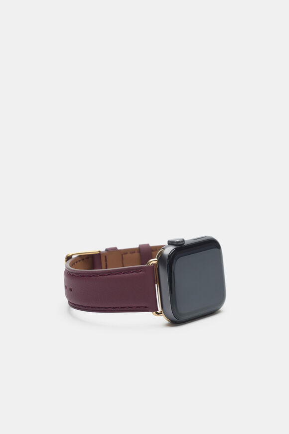 Leather Smart Watch Band  Plum Red  hi-res