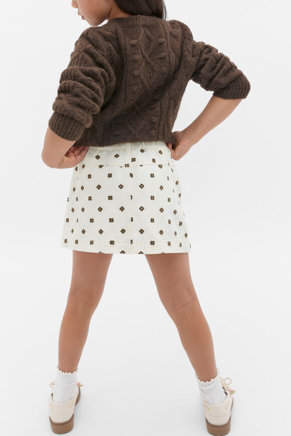 Embroidered Denim Skirt  Classic Cream  hi-res