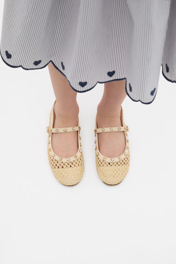 Stud Detail Woven Ballet  Canvas  hi-res