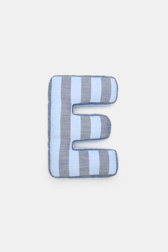 Blue Stripe Initial Cushion  E  hi-res