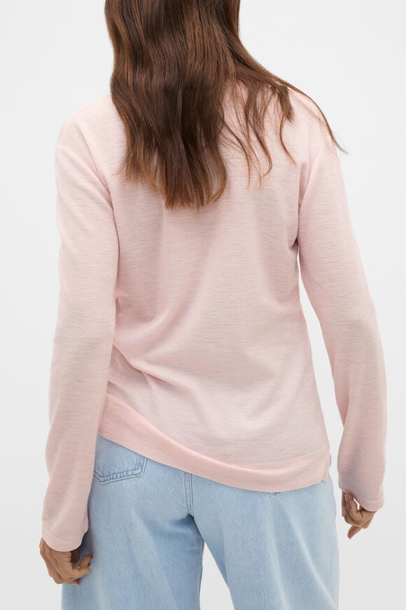 Australian Merino V Neck Top  Pale Blossom Marle  hi-res